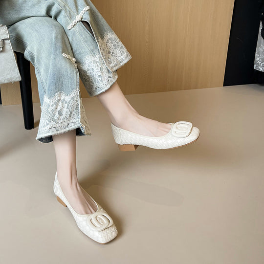 Damen Ballerinas mit schickem Reliefmuster und modischem Schnallenakzent EB