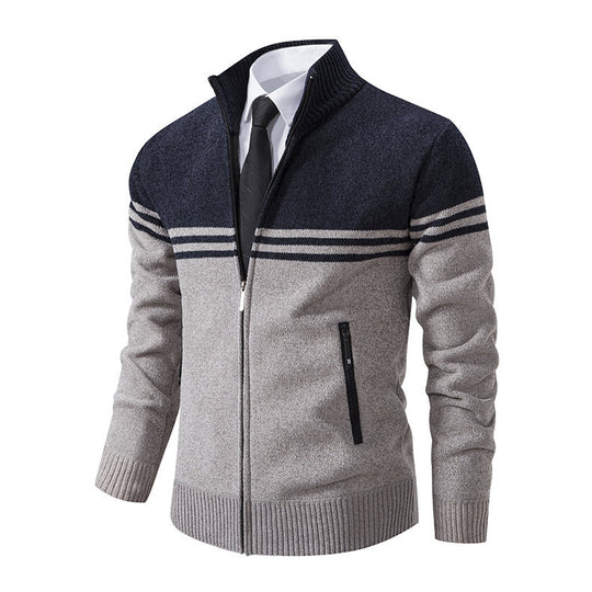 Herren stylische Freizeitjacke mit hohem Kragen und moderner Zipper-Detailierung EB