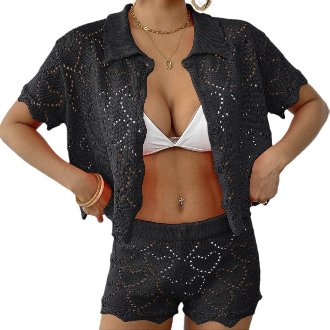 Damen luftiges Häkel-Set mit dekorativen Cut-Outs EB