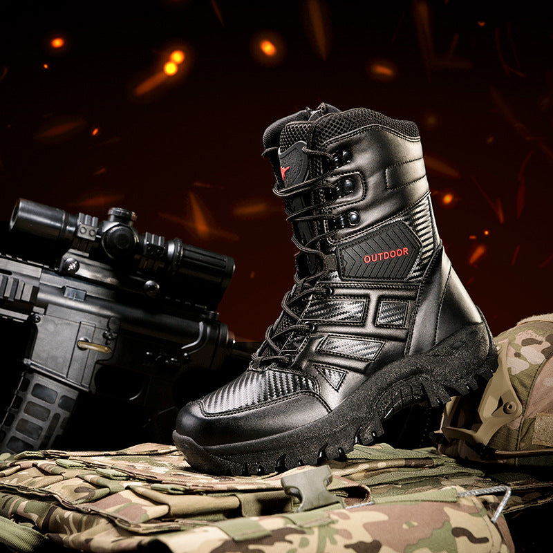 Herren Tactical Stiefel mit seitlichem Reißverschluss und hochgezogenem Knöchelschutz EB