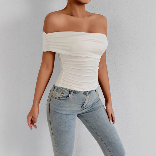 Damen Off-Shoulder Oberteil mit raffinierten Rüschendetails EB
