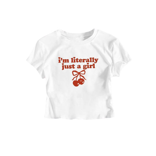 Damen Crop-T-Shirt mit frechem Kirschmotiv und verspielt künstlerischem Design EB