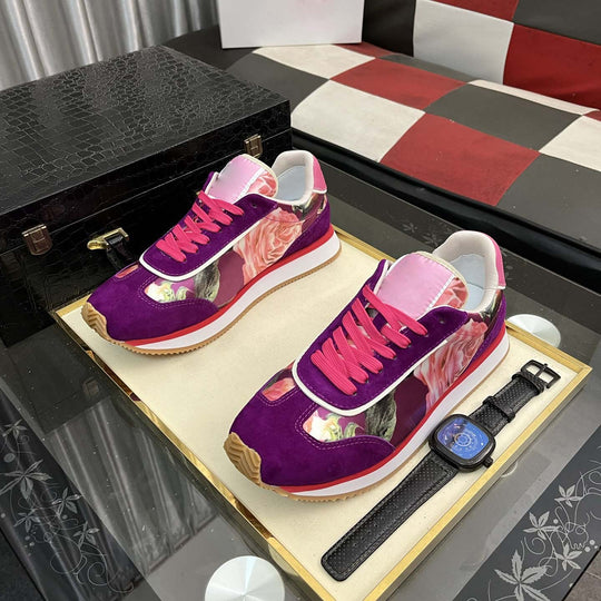 Damen Modische Sneakers mit floralem Textil-Obermaterial und rutschfester Sohle EB