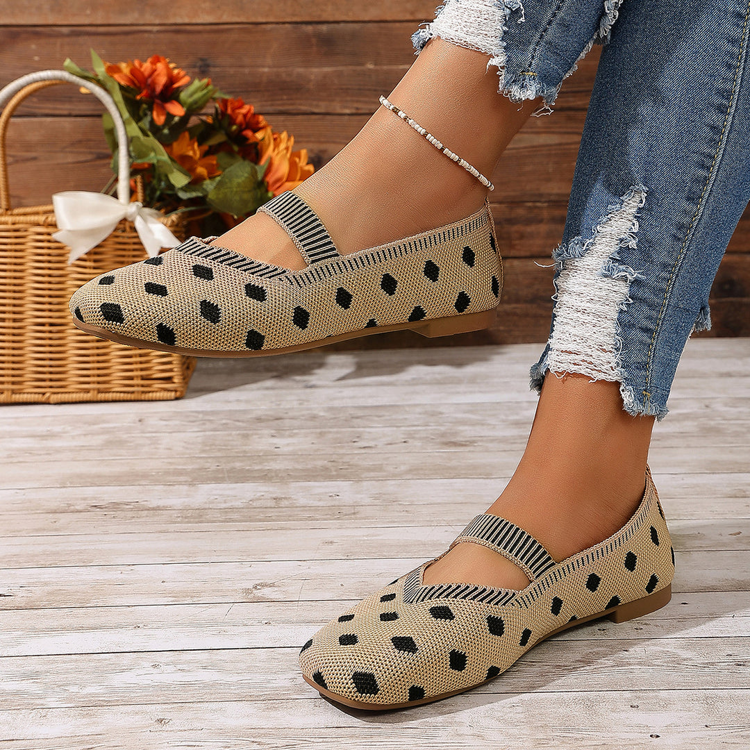 Damen Ballerinas mit elastischem Riemen und Polka-Dots EB