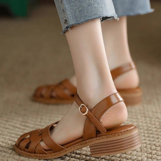 Damen Riemchen-Sandalen mit elegantem Flechtdesign und verstellbarem Riemen EB