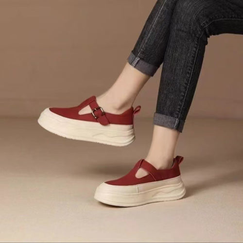 Damen Plateausneaker mit modischem Riemchen und atmungsaktiver Textiloberfläche EB