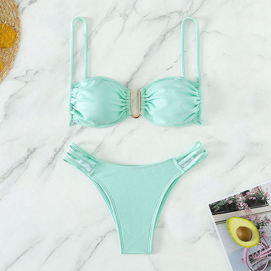 Damen Bikini-Set mit modischem Push-Up-Oberteil und elegantem Gummidetail EB