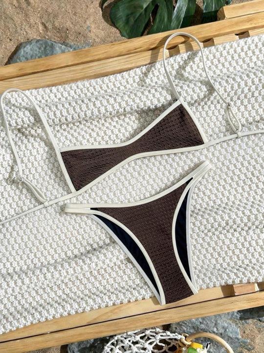 Damen Zweiteiliger Bikini mit elegantem Streifenmuster EB