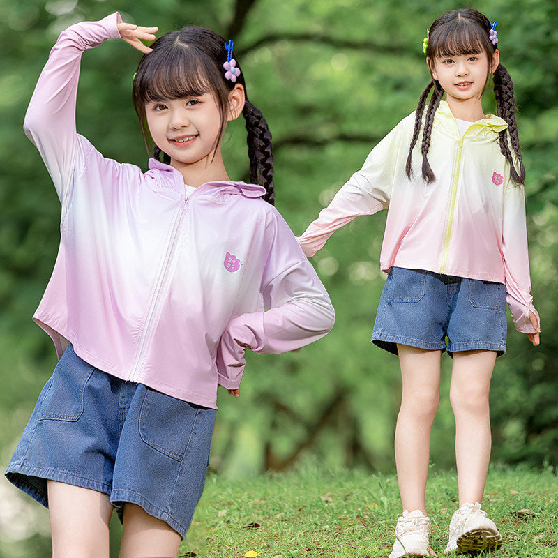 Damen nan leichte Kinder-Sonnenschutzjacke mit Kapuze R&B