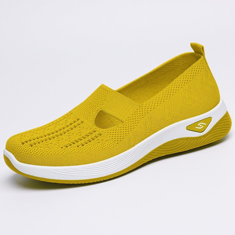 Damen bequeme Slip-On Schuhe mit atmungsaktiver Strickoberfläche EB