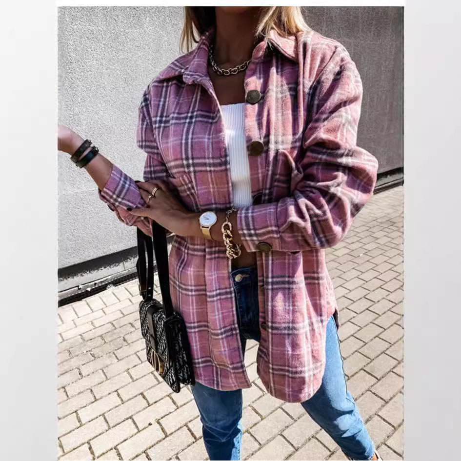 Damen Karomuster Überhemdjacke EB