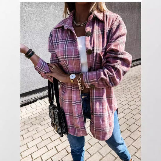 Damen Karomuster Überhemdjacke EB