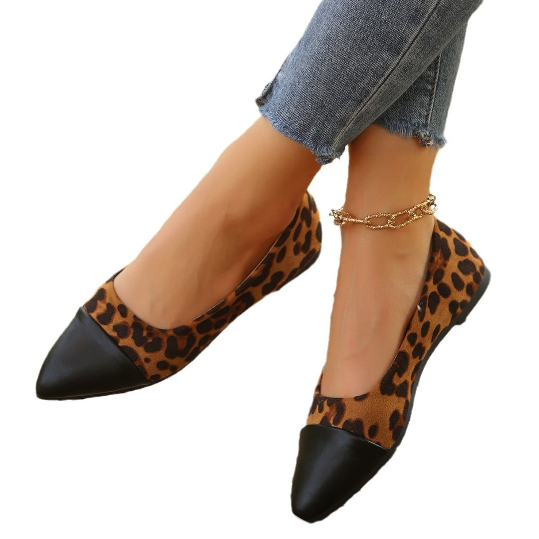 Damen Ballerinas mit eleganten Leopardenprint und modischem Spitzen-Zehenbereich EB