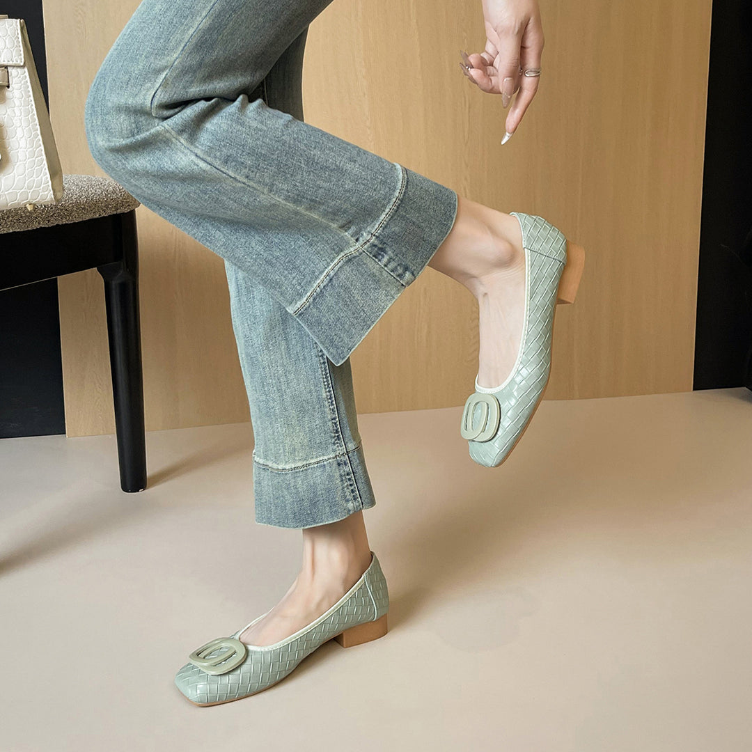Damen Ballerinas mit schickem Reliefmuster und modischem Schnallenakzent EB