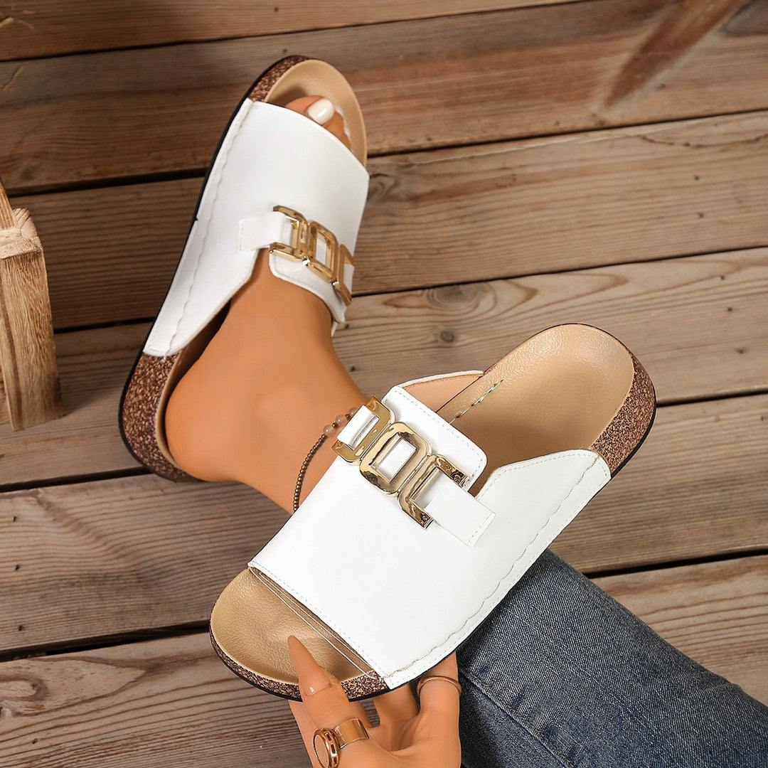 Damen Clogs mit elegantem Riemendesign und komfortablem Korkfußbett EB
