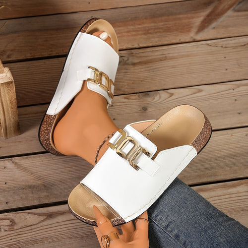 Damen Clogs mit elegantem Riemendesign und komfortablem Korkfußbett EB