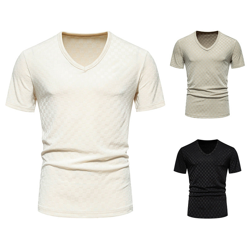 Herren V-Ausschnitt Shirt mit strukturierter Oberfläche EB