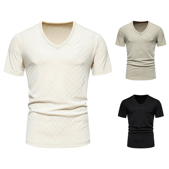Herren V-Ausschnitt Shirt mit strukturierter Oberfläche EB