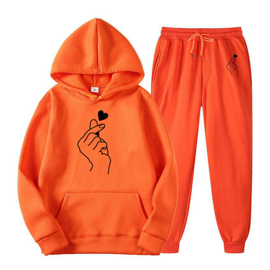 Damen Jogginganzug mit kreativem Herzmotiv und bequemer Passform EB