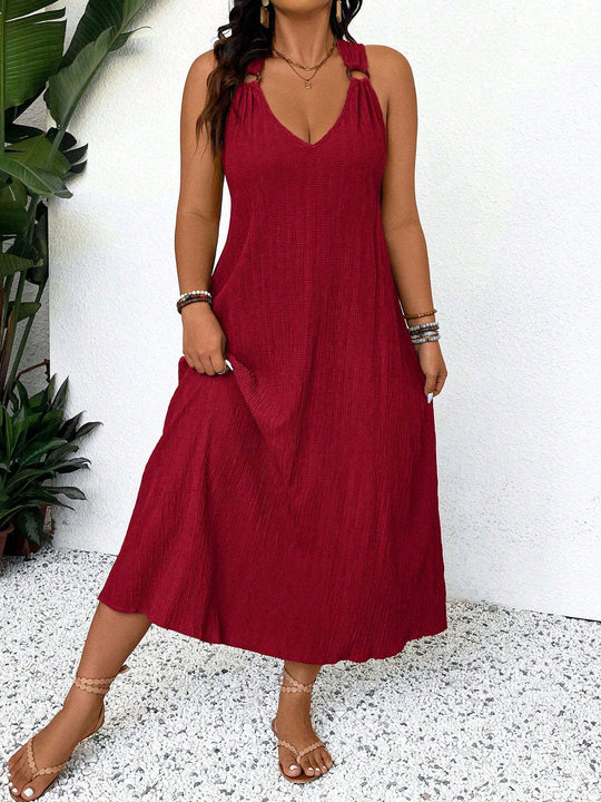 Damen Maxikleid mit schickem V-Ausschnitt und lässigen Trägern EB