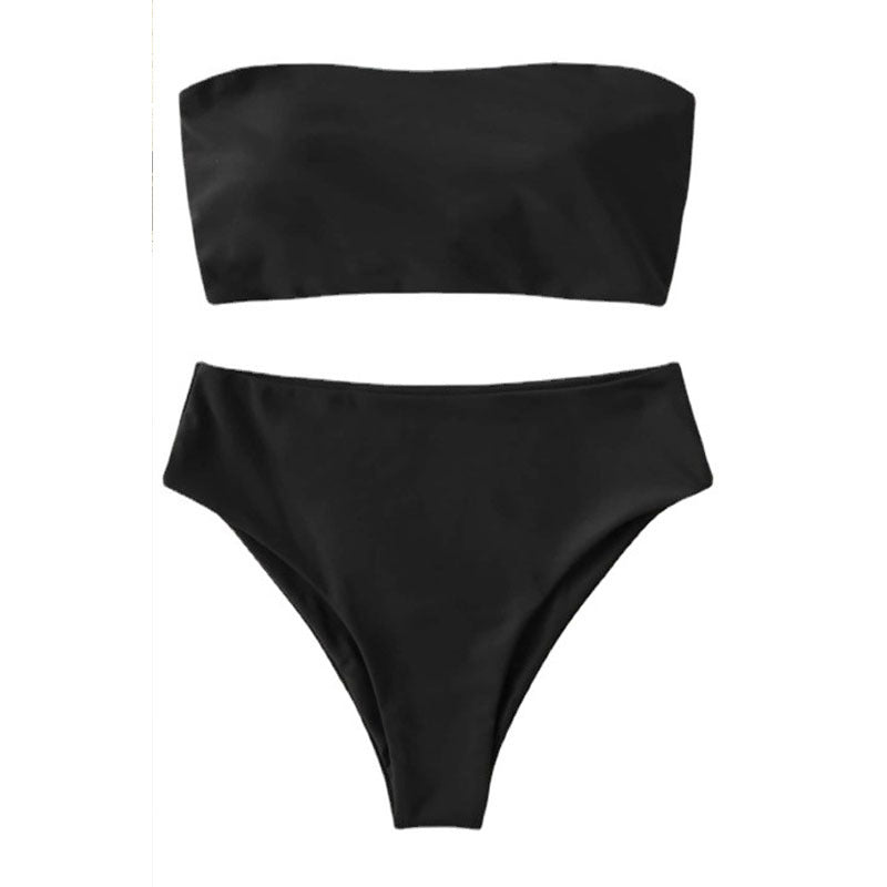 Damen Bandeau-Bikini mit hochgeschnittenem Unterteil EB