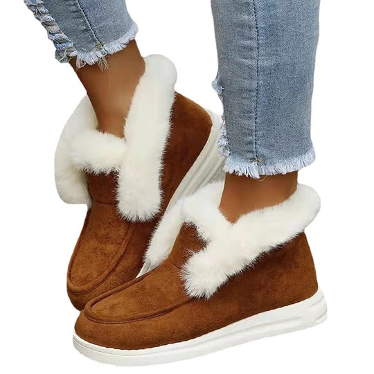 Damen Bequeme und stilvolle Fleece-Sneaker mit hoher Knöchel-Fütterung EB