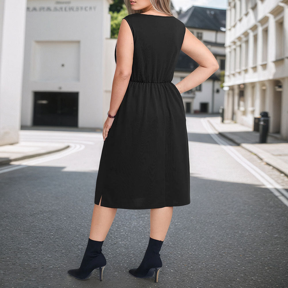 Damen Midikleid mit eleganten Drapierungen und figurbetontem Schnitt EB