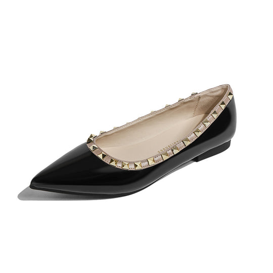 Damen schicke Ballerinas mit glamourösen Nietenverzierungen EB