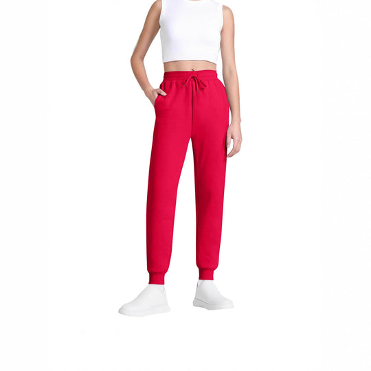 Damen nan schlanke hochgeschnittene Jogginghose mit Tunnelzug, Eingrifftaschen und Bündchen EB