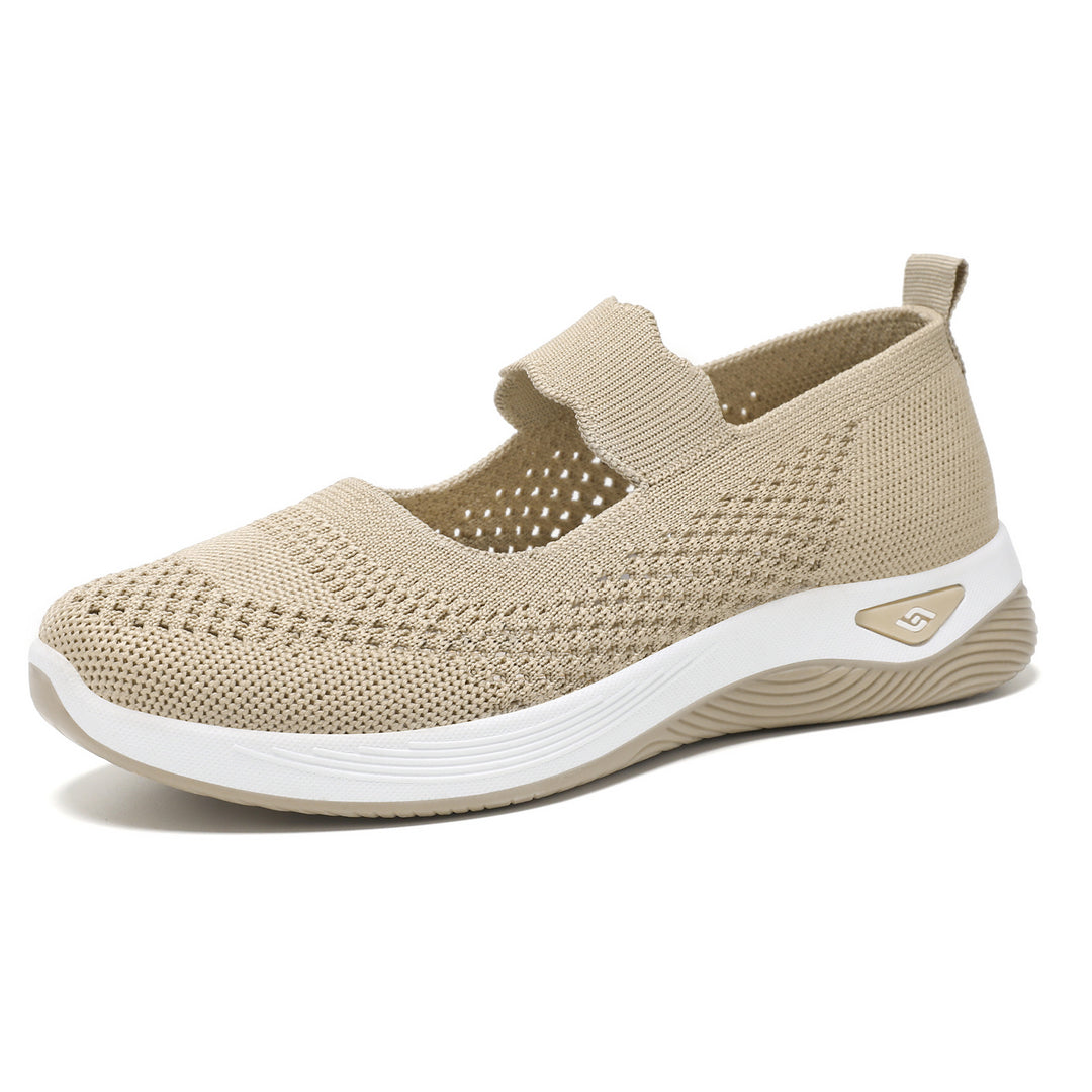 Damen Sportliche Slip-On Sneakers mit elastischem Riemen und atmungsaktivem Obermaterial EB