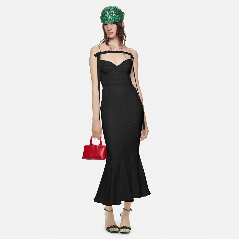 Damen Elegantes Meerjungfrauen-Kleid mit schulterfreier und taillierter Passform EB