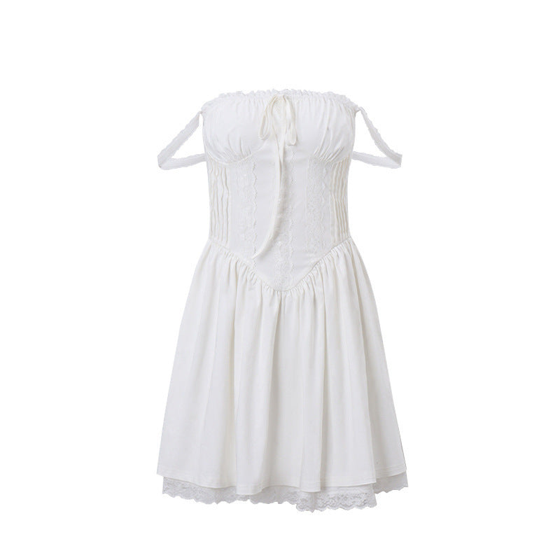 Damen Off-Shoulder Kleid mit süßem Rüschendetail EB