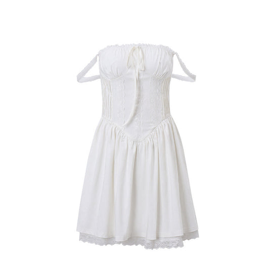 Damen Off-Shoulder Kleid mit süßem Rüschendetail EB