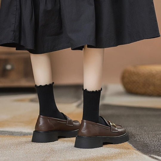 Damen elegante Mokassins mit modischer Schnalle EB
