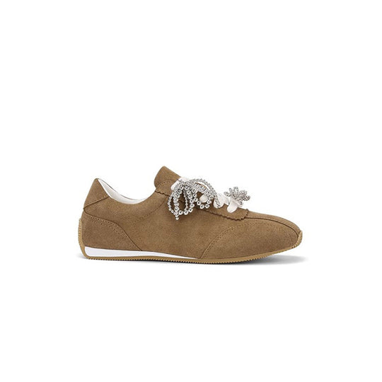 Damen Modische Sneakers mit funkelnden Ziersteinen EB
