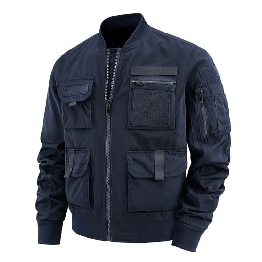 Herren taktische Bomberjacke mit multifunktionalen Taschen und Stretchbündchen EB