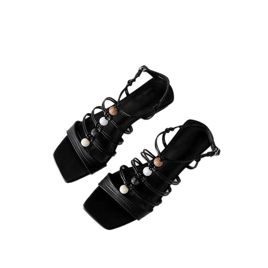 Damen Modische Plateau-Sandalen mit dekorativen Riemen und bequemer Innensohle EB