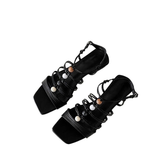 Damen Modische Plateau-Sandalen mit dekorativen Riemen und bequemer Innensohle EB