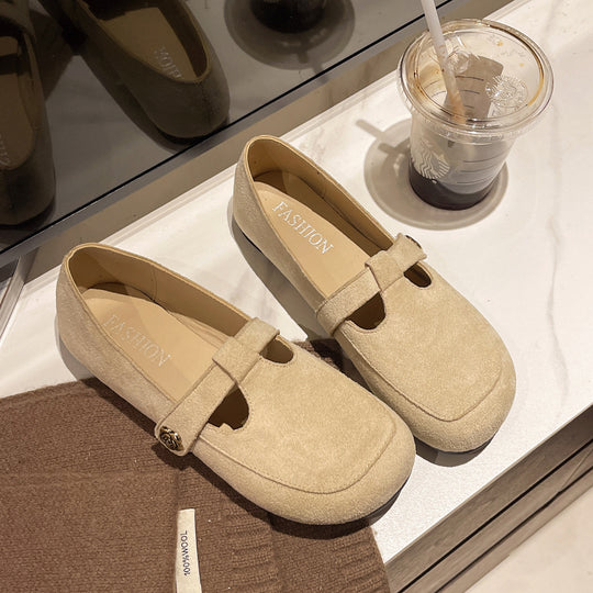 Damen Ballerinas mit eleganter Schnalle und weichem Veloursleder EB