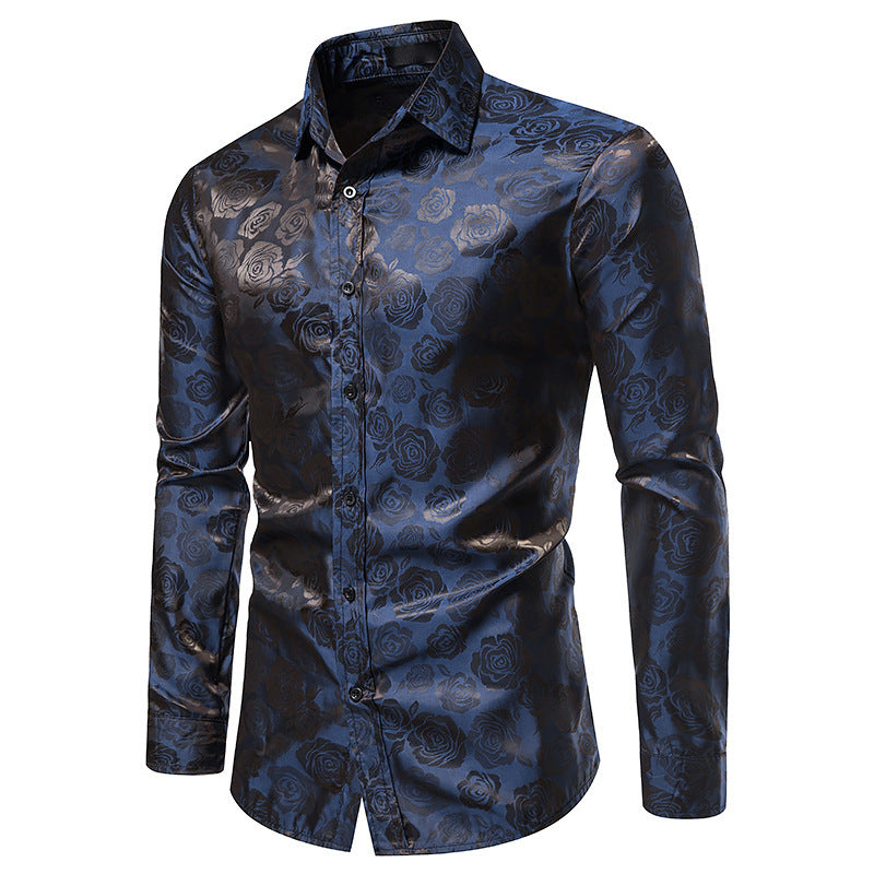 Herren Hemd mit floralen Prägungen und elegantem Glanz EB