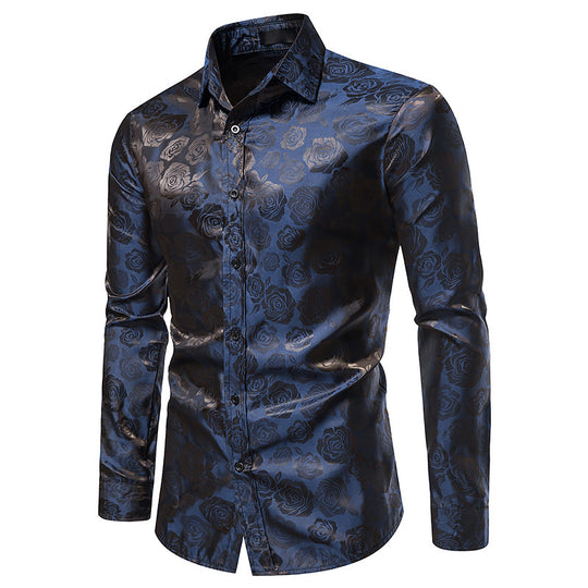Herren Hemd mit floralen Prägungen und elegantem Glanz EB