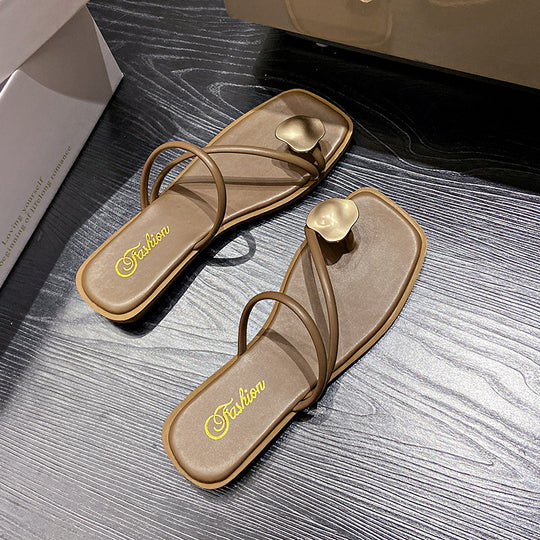 Damen stilvolle Flip-Flops mit glamourösen Herz-Applikationen EB