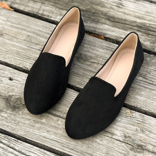 Damen spitz zulaufende Velours‑Loafer mit gepolsterter Innensohle EB