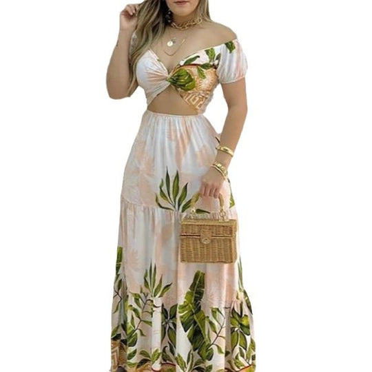 Damen Maxikleid mit tropischem Muster EB