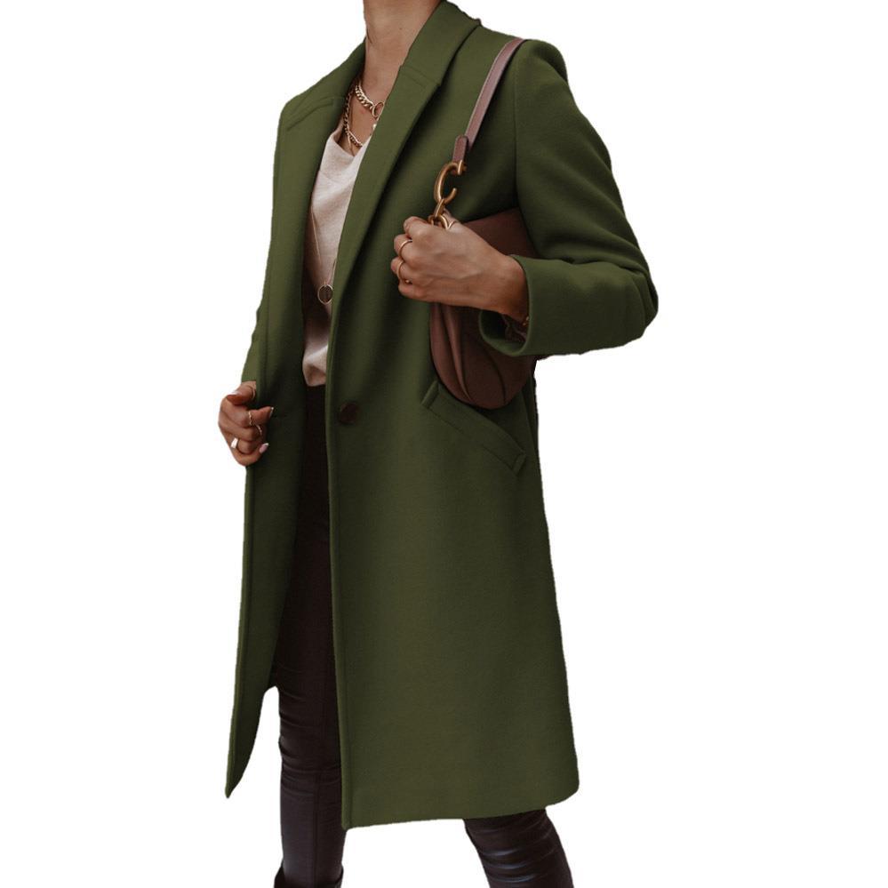 Damen Eleganter Langmantel mit schmalem Schnitt und tiefen Taschen EB