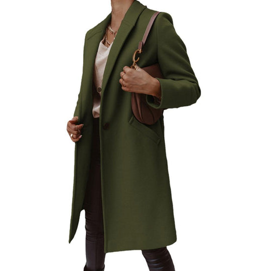 Damen Eleganter Langmantel mit schmalem Schnitt und tiefen Taschen EB