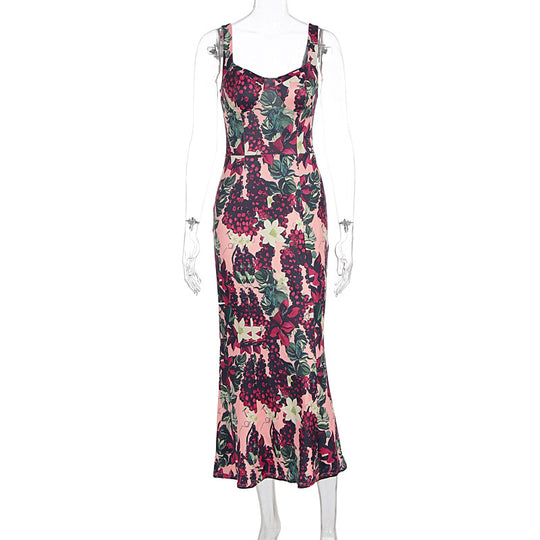 Damen Elegantes Maxikleid mit floralem Print und feminine Passform EB