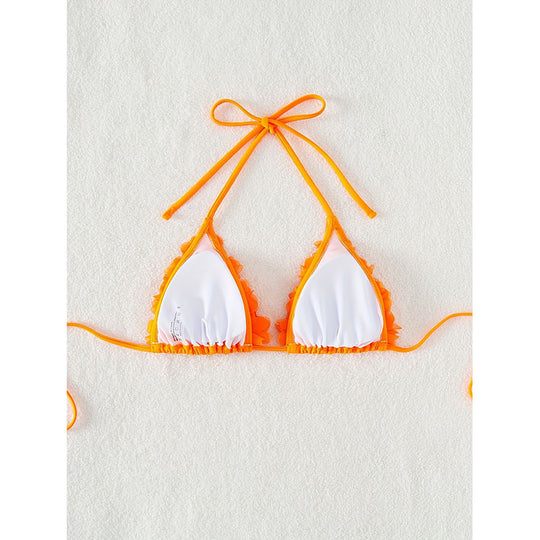 Damen Triangel-Bikini mit verspielten Blumenapplikationen EB