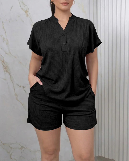 Damen Freizeit-Jumpsuit mit Knopfleiste und seitlichen Taschen EB