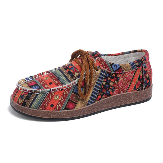 Damen Trendige Mokassins mit buntem Muster EB